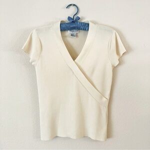 Women's Due Per Due Collection short Sleeve Cream Sweater SZ S